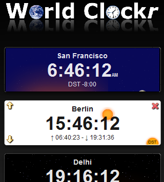 WorldClockr screenshot